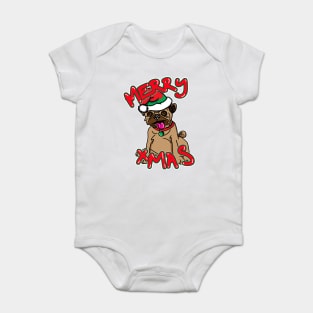 Merry Christmas Pug Dog Baby Bodysuit